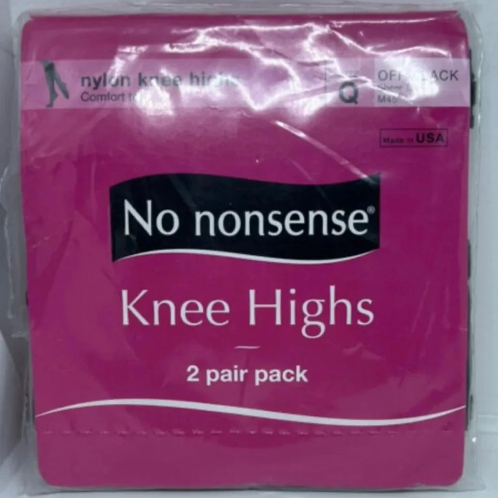 No Nonsense Nylon Knee Highs Comfort Top Size Q Off Black Sheer Toe 2 Pair Pack​
